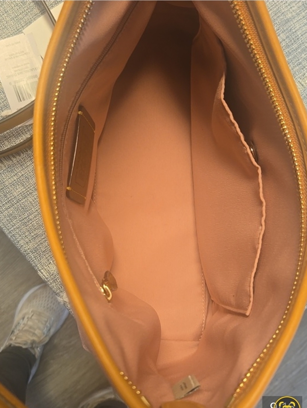 Coach Pink Signature Small Hobo Shoulder Bag with Tan Trim - Picture 6 of 13